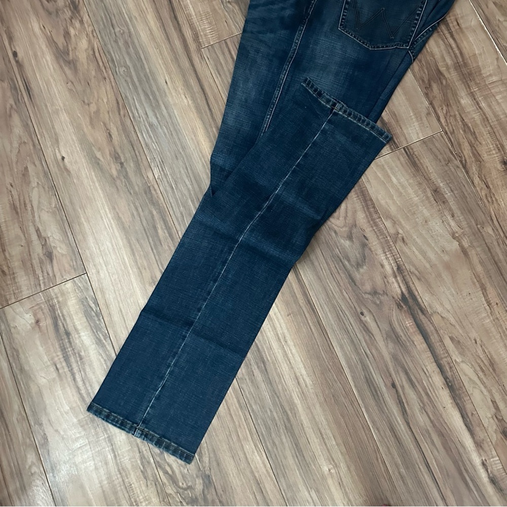 Starched Wrangler Retro Men's Indigo Slim Straight Jeans • Size: 36x34 - Picture 6 of 7